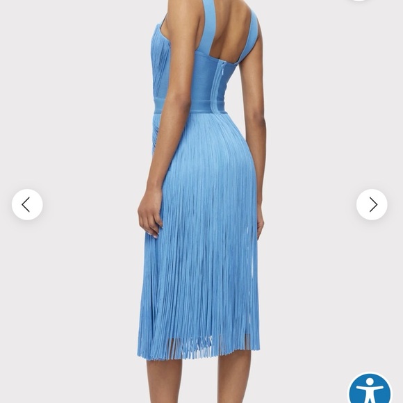 herve leger blue fringe dress THE BLANCA GOWN  HERV LGER